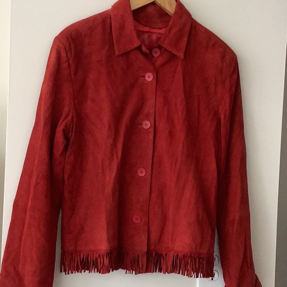 Never worn rust coloured suede jacket